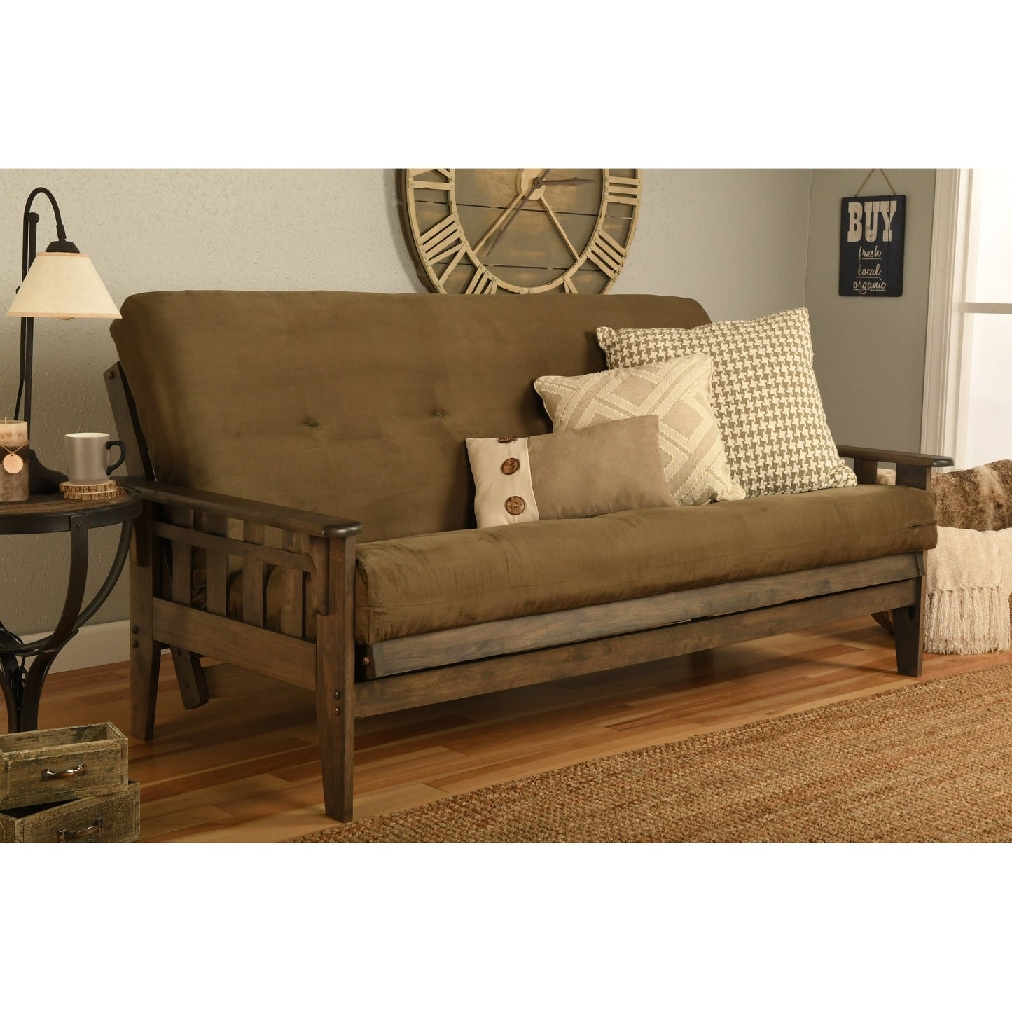 Somette Tucson Full-size Rustic Walnut Futon Set with Mattress