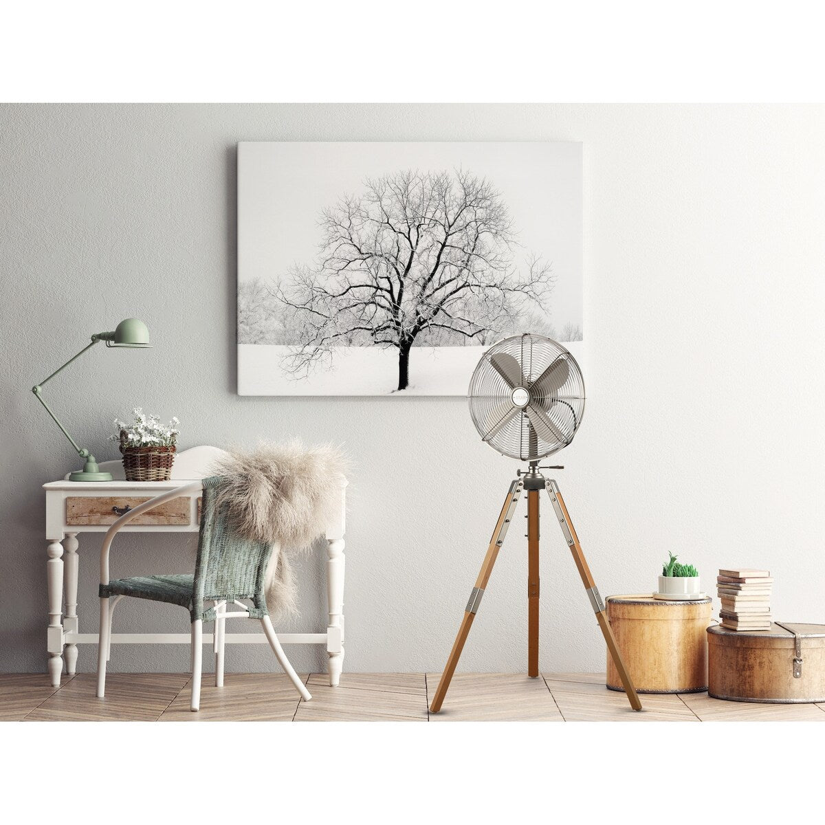 Star Fans Star Tripod 16-inch Stand Fan with Wooden Legs