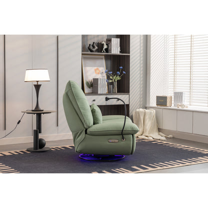Swivel Glider Power Recliner with Bluetooth Speakers, Phone Holder, USB and Type-C Charging Ports, Hidden Arm Storage