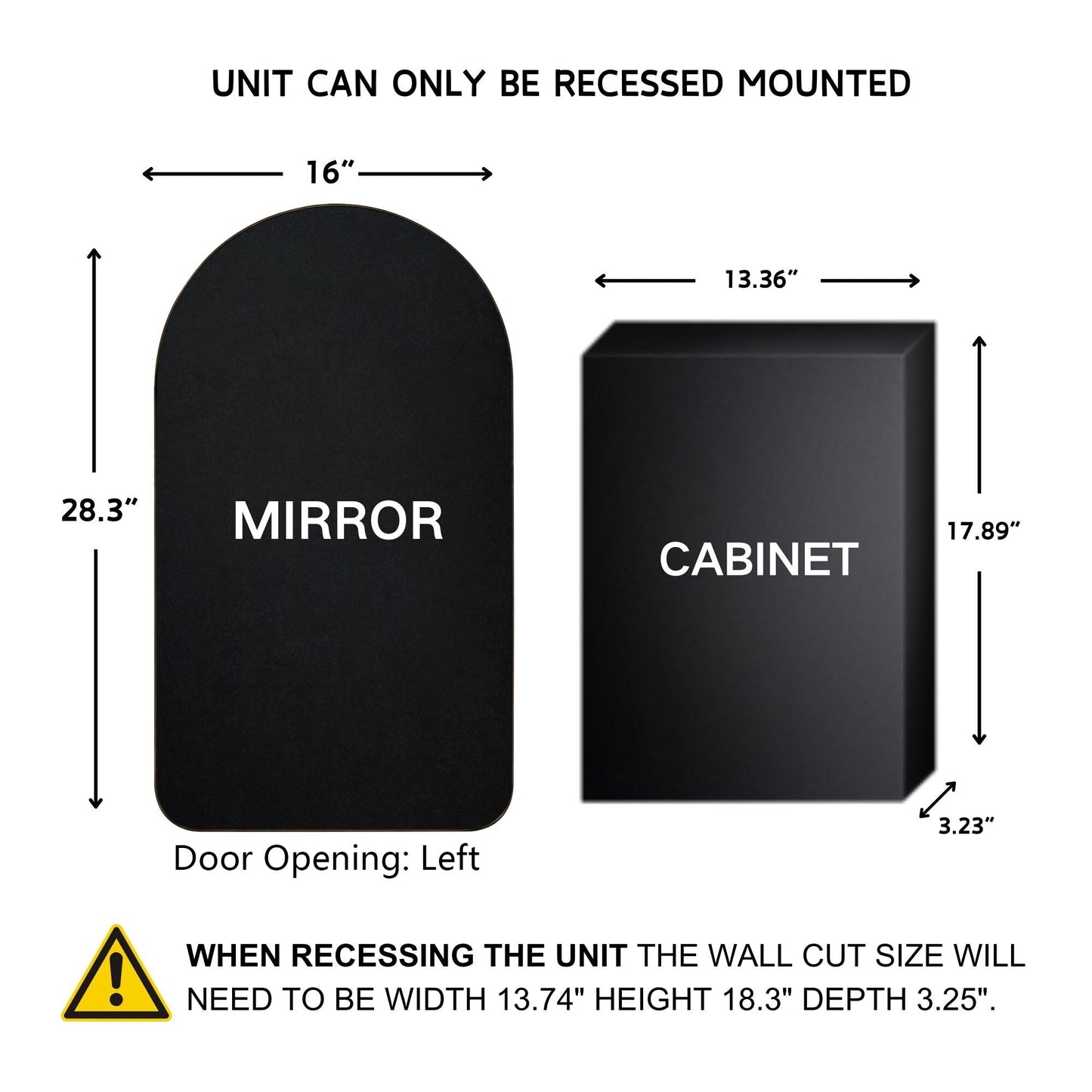 TEHOME Aristes Recessed Framed Medicine Cabinet with Mirror and Adjustable Shelves