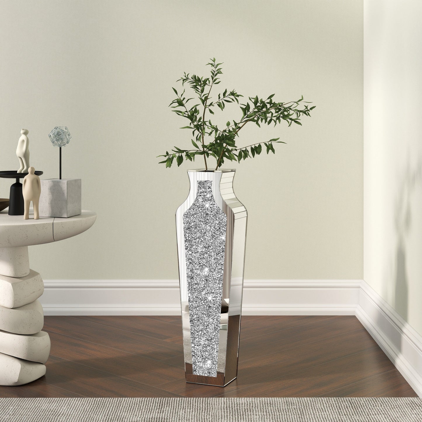 Tall Crushed Diamond Floor Vase