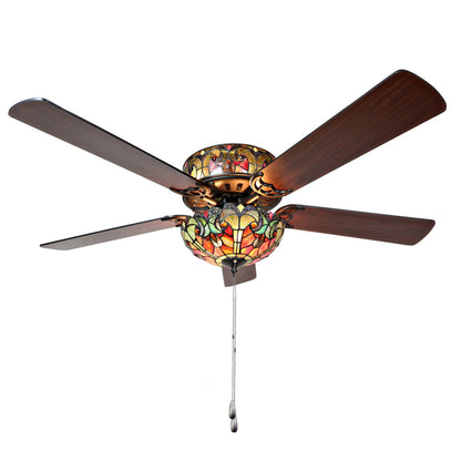 Tiffany Style Stained Glass Halston Ceiling Fan - Spice - 52L x 52W x 19H - 52L x 52W x 19H
