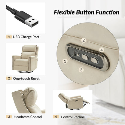 Tobias Traditional Swivel And Rocker Power Recliner Set of 2 by HULALA HOME