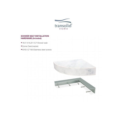 Transolid Studio 14-In X 14-In Solid Surface Wall-Mount Corner Shower Seat - 14.5 x 14.25 x 3