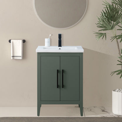 Vanity Art 20 or 24 or 30 Single Sink Bathroom Vanity Cabinet with Ceramic Top