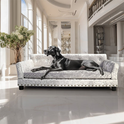 Velvet Tufted Couch Pet Bed Upholstered with Removable Cushion