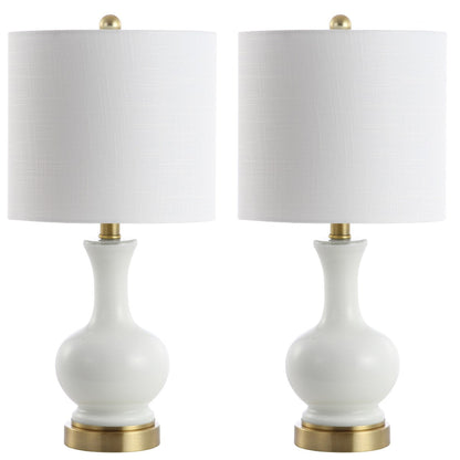 Vermont 22 Glass/Metal LED Table Lamp, White (Set of 2) by JONATHAN Y