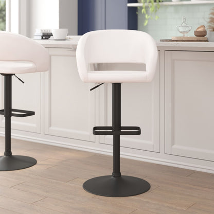 Modern Upholstered Adjustable-Height Barstool with Rounded Back