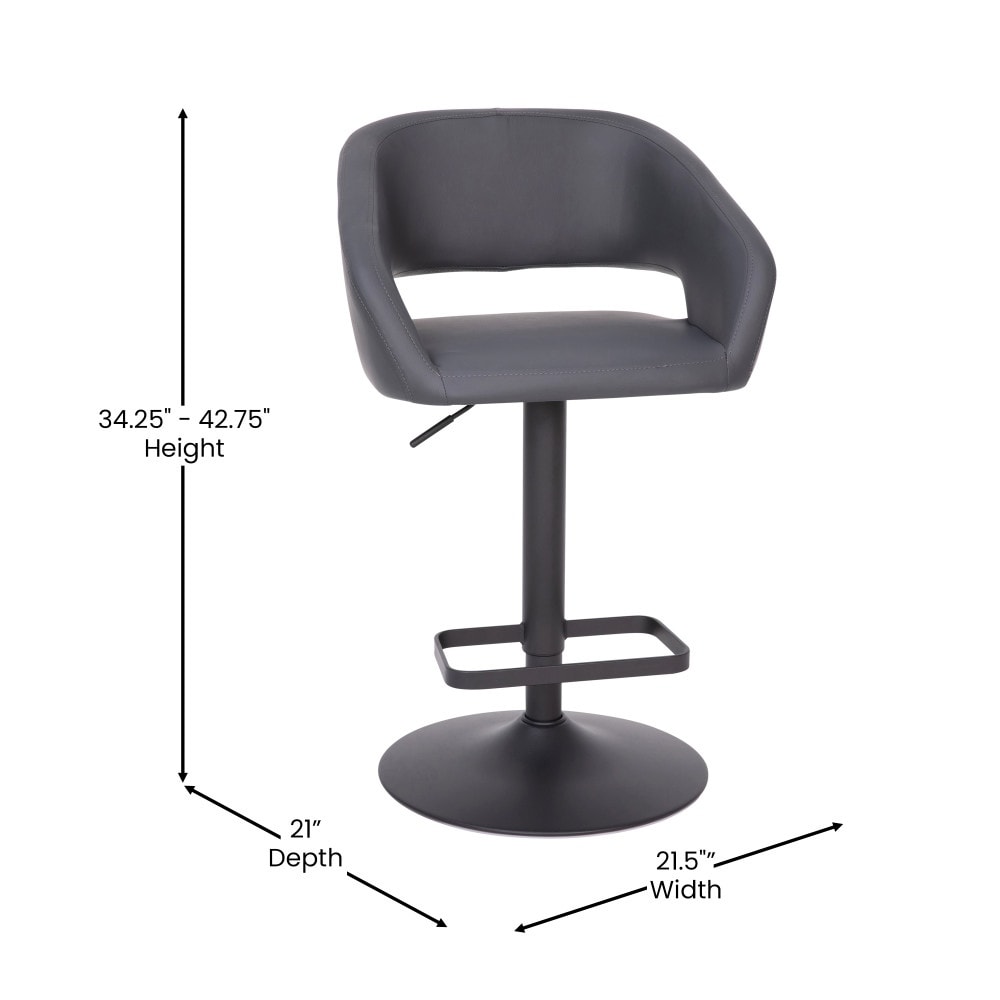 Modern Upholstered Adjustable-Height Barstool with Rounded Back