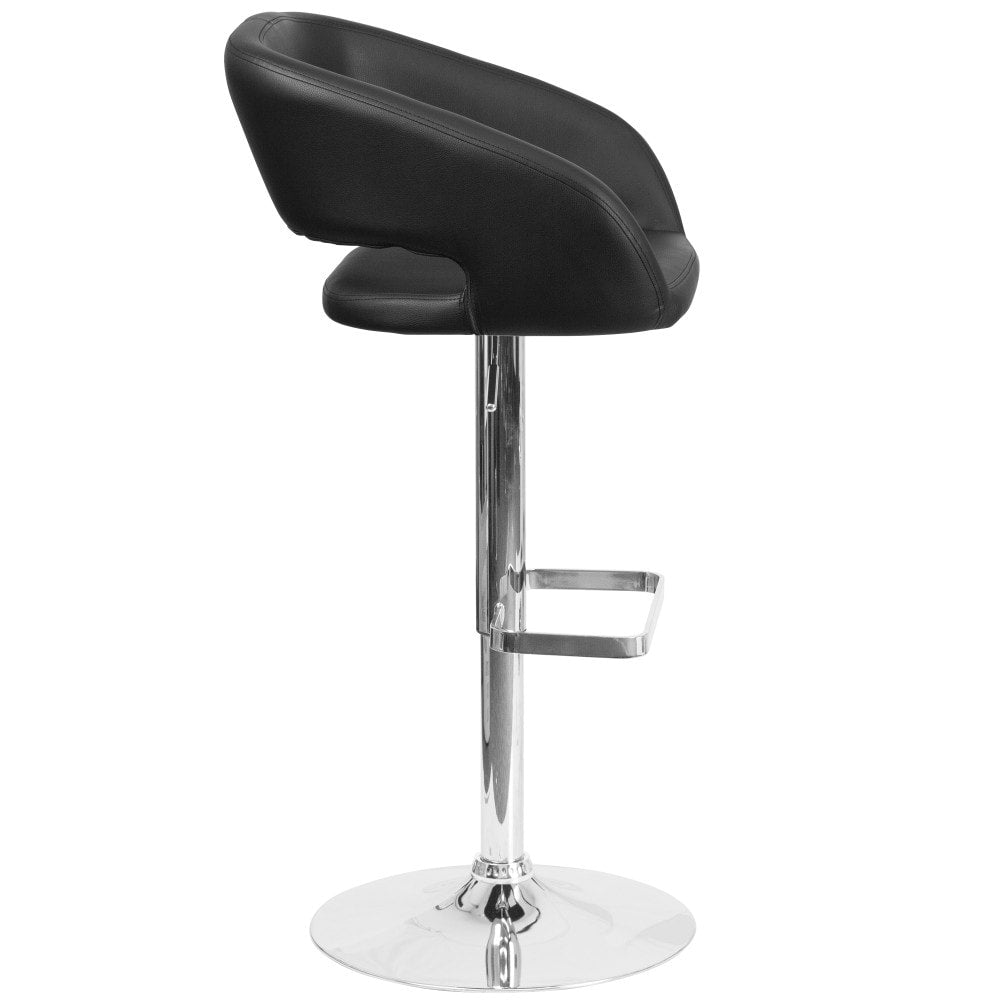 Modern Upholstered Adjustable-Height Barstool with Rounded Back