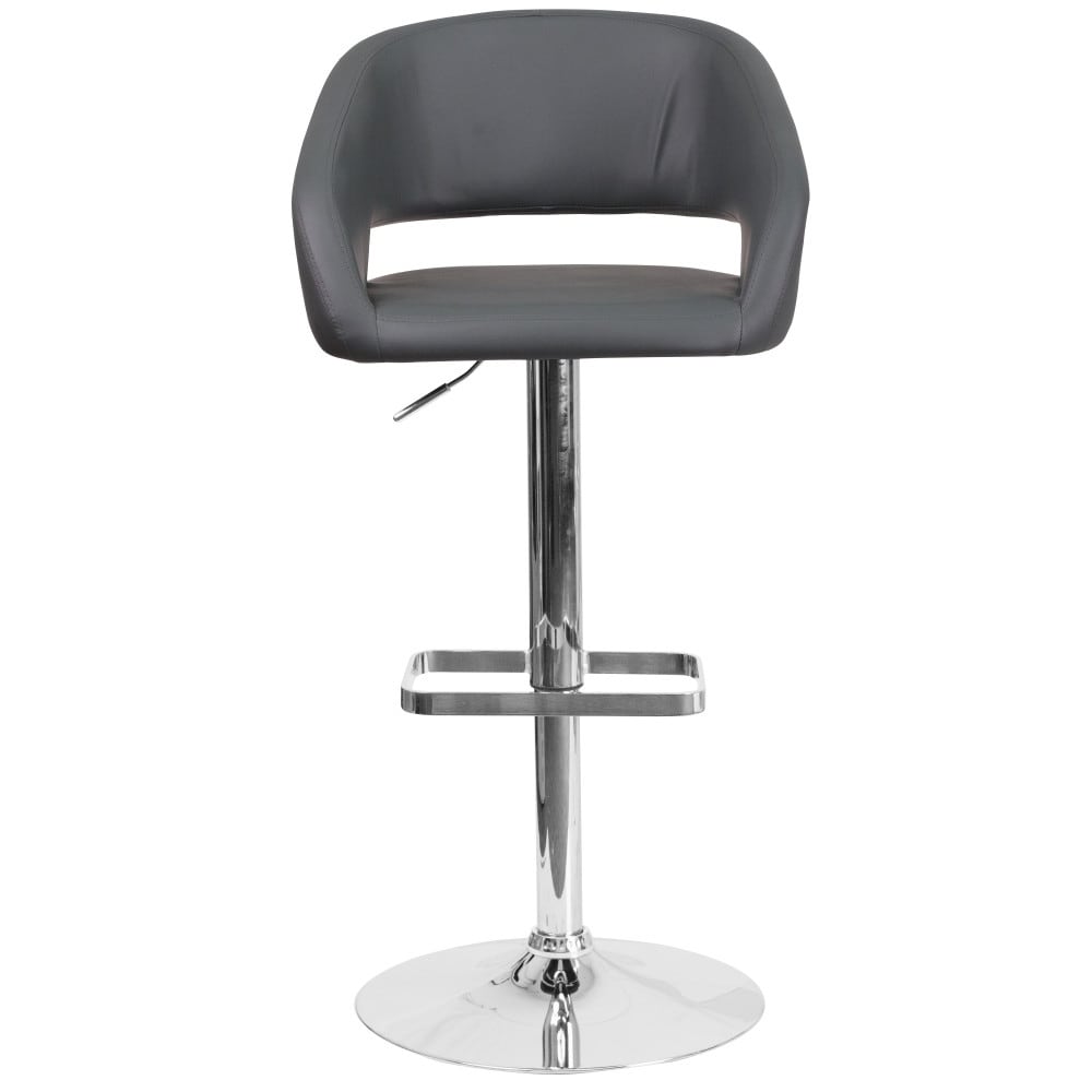 Modern Upholstered Adjustable-Height Barstool with Rounded Back