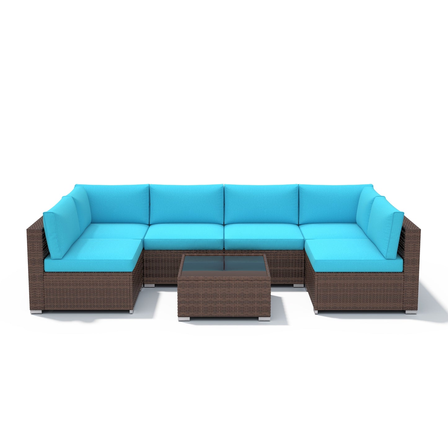 Wicker/ Steel 7-piece Outdoor Cushioned Sectional Sofa Set