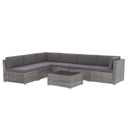 Wicker/ Steel 7-piece Outdoor Cushioned Sectional Sofa Set