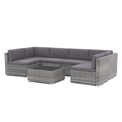 Wicker/ Steel 7-piece Outdoor Cushioned Sectional Sofa Set