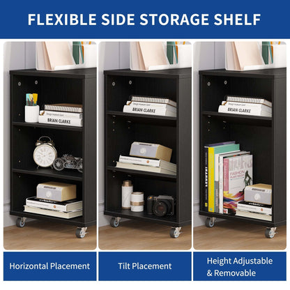 Wood File Cabinet with Charging Station Mobile Lateral Filing Cabinet Lockable Fits A4 Letter Legal Size Files