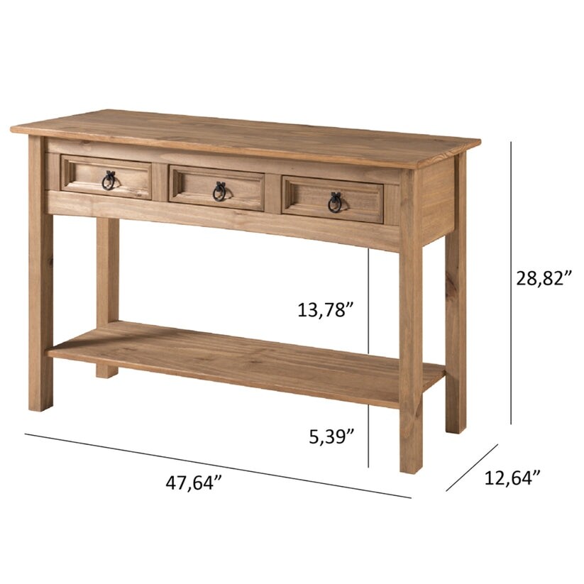 Wood Hall Table Console 3 Drawers Corona | Furniture Dash - N/A