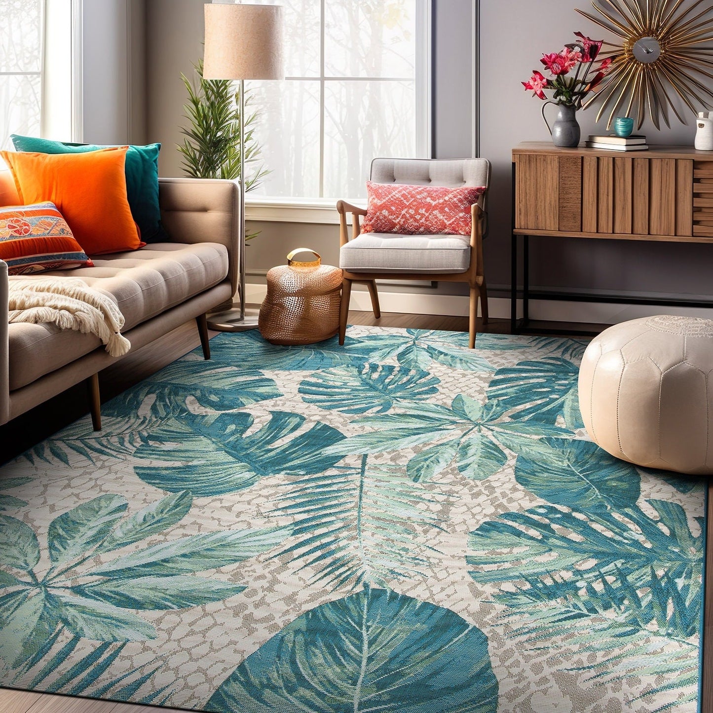 World Rug Gallery Contemporary Tropical Floral Indoor/Outdoor Area Rug