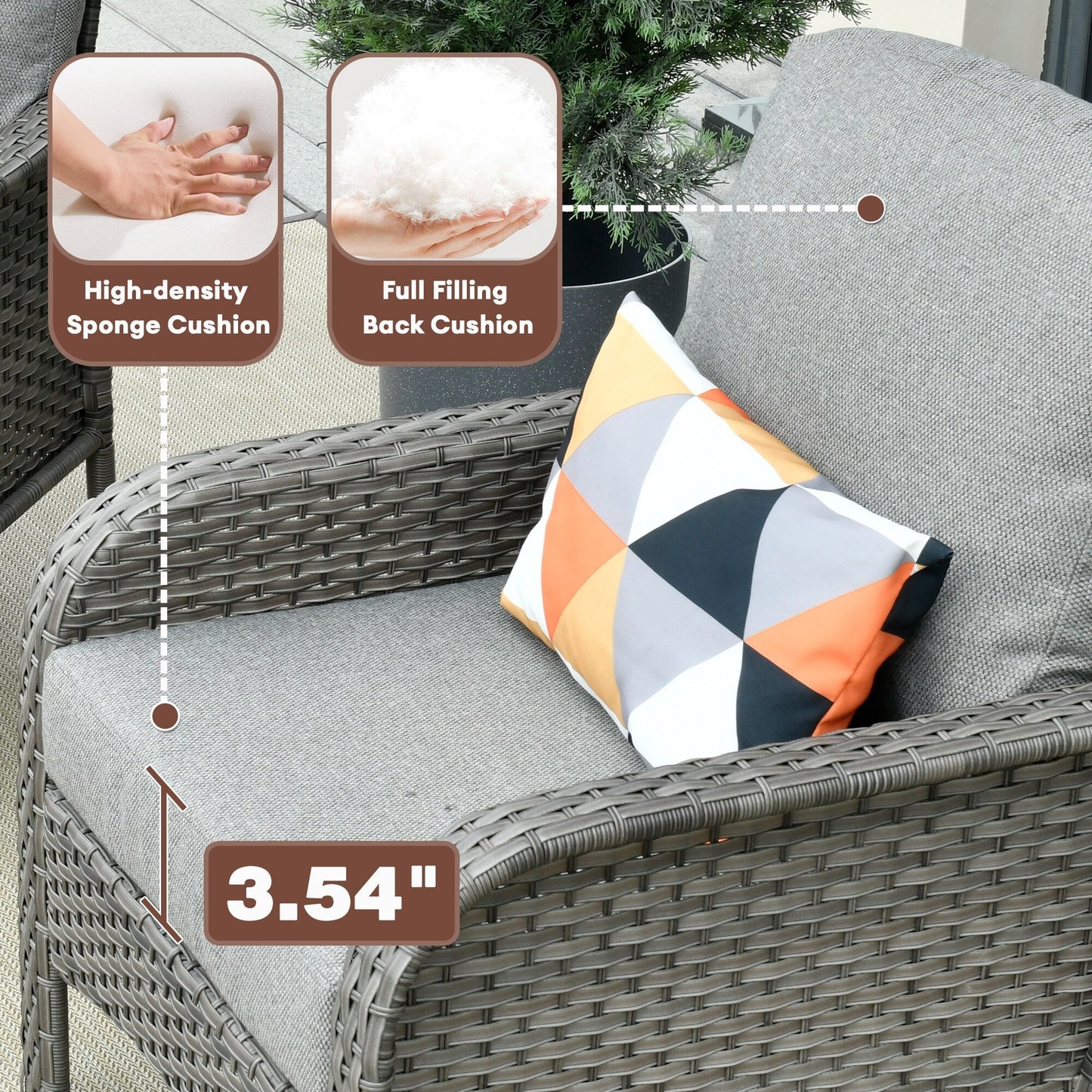 XIZZI 4-piece Outdoor Patio Furniture Conversation Set with Table