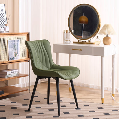 Modern Upholstered Leather Armless Dining Chairs Set of 2