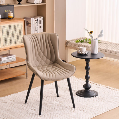 Modern Upholstered Leather Armless Dining Chairs Set of 2