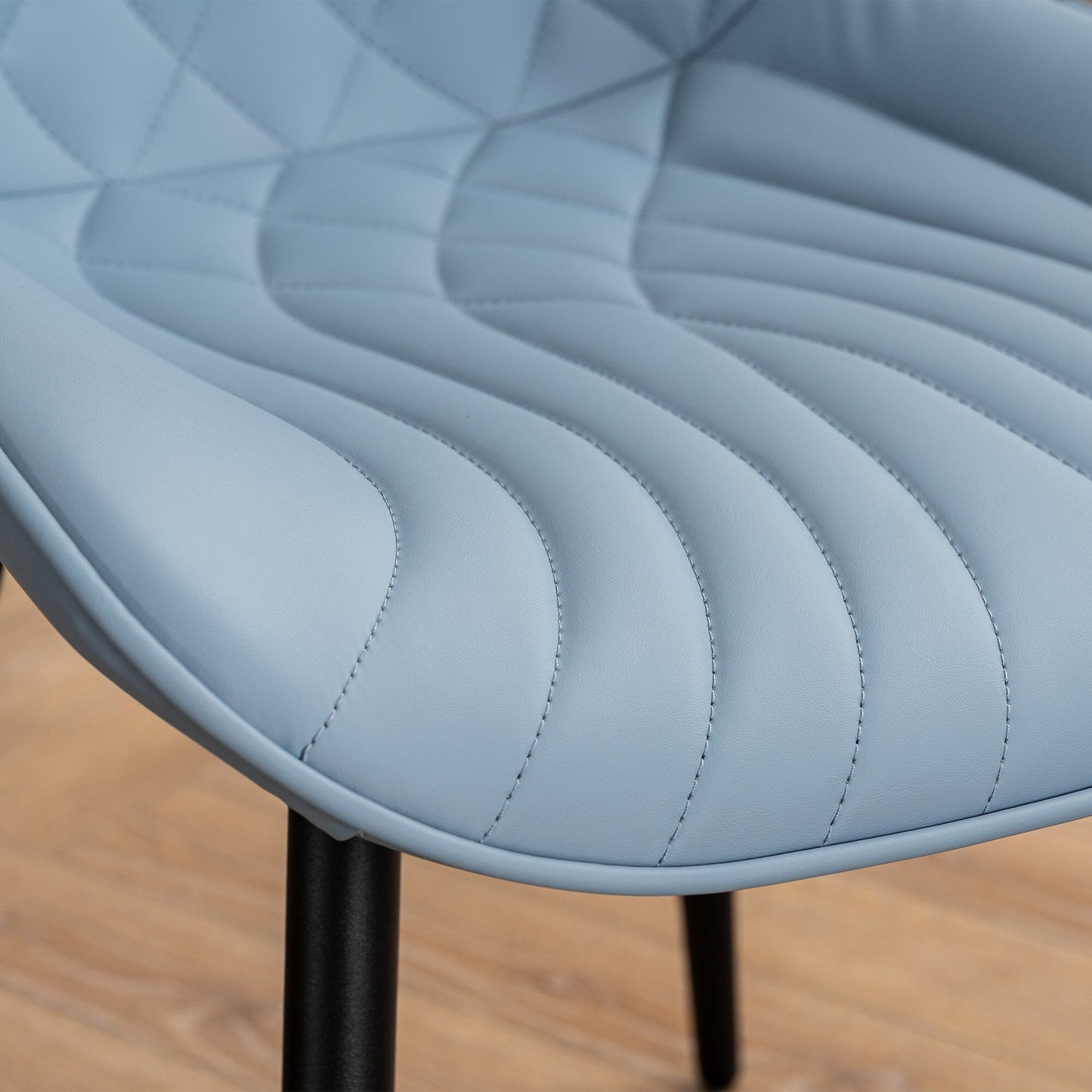 Modern Upholstered Leather Armless Dining Chairs Set of 2