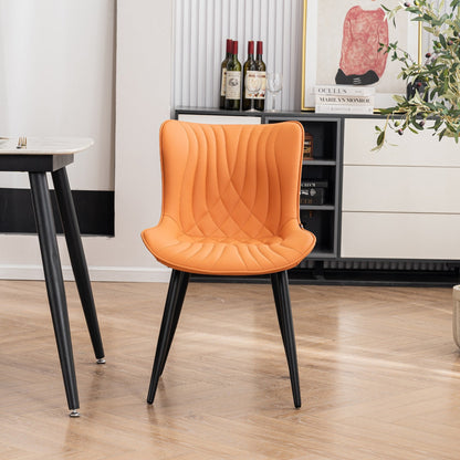 Modern Upholstered Leather Armless Dining Chairs Set of 2