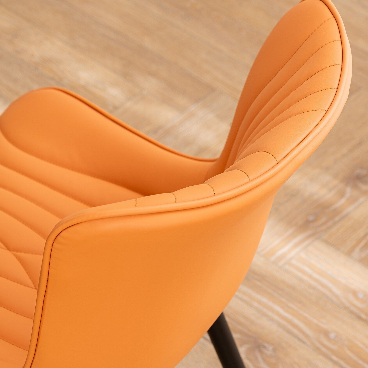 Modern Upholstered Leather Armless Dining Chairs Set of 2