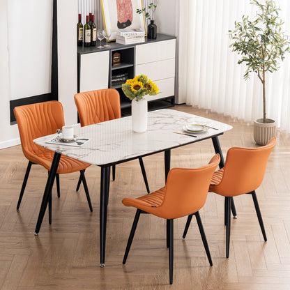 Modern Upholstered Leather Armless Dining Chairs Set of 2