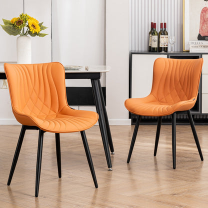 Modern Upholstered Leather Armless Dining Chairs Set of 2