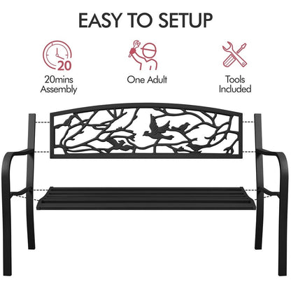 Yaheetech Patio Garden Bench Outdoors Metal Porch Chair - N/A