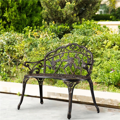 Yaheetech Outdoor Metal Bench Patio Park Garden Bench - N/A