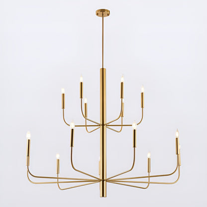 15-Light Minimalist Candlestick Chandelier, 2 Tier Ancient Design - 48