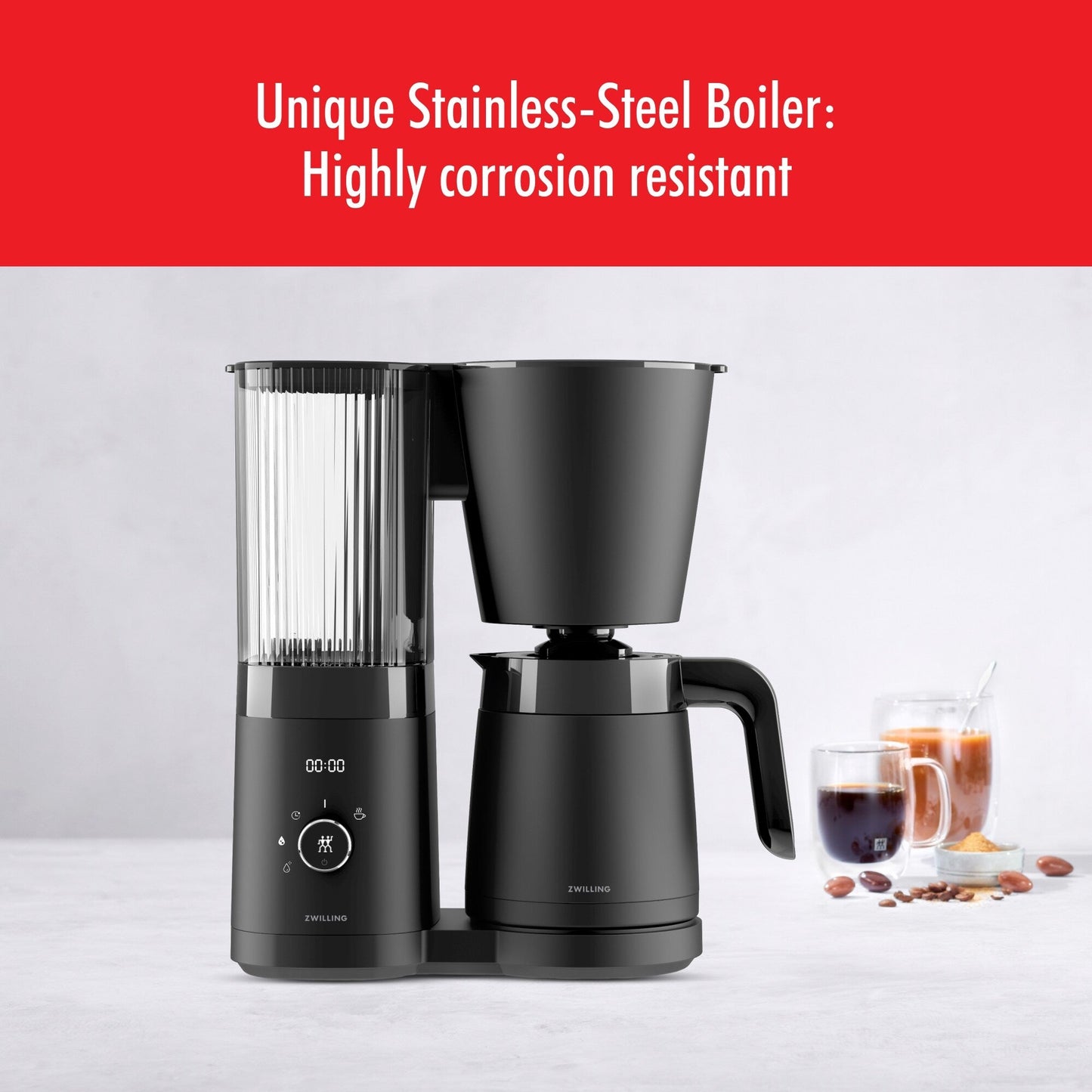 ZWILLING Enfinigy Drip Coffee Maker with Thermo Carafe 10 Cup, Awarded the SCA Golden Cup Standard - 2.5-qt